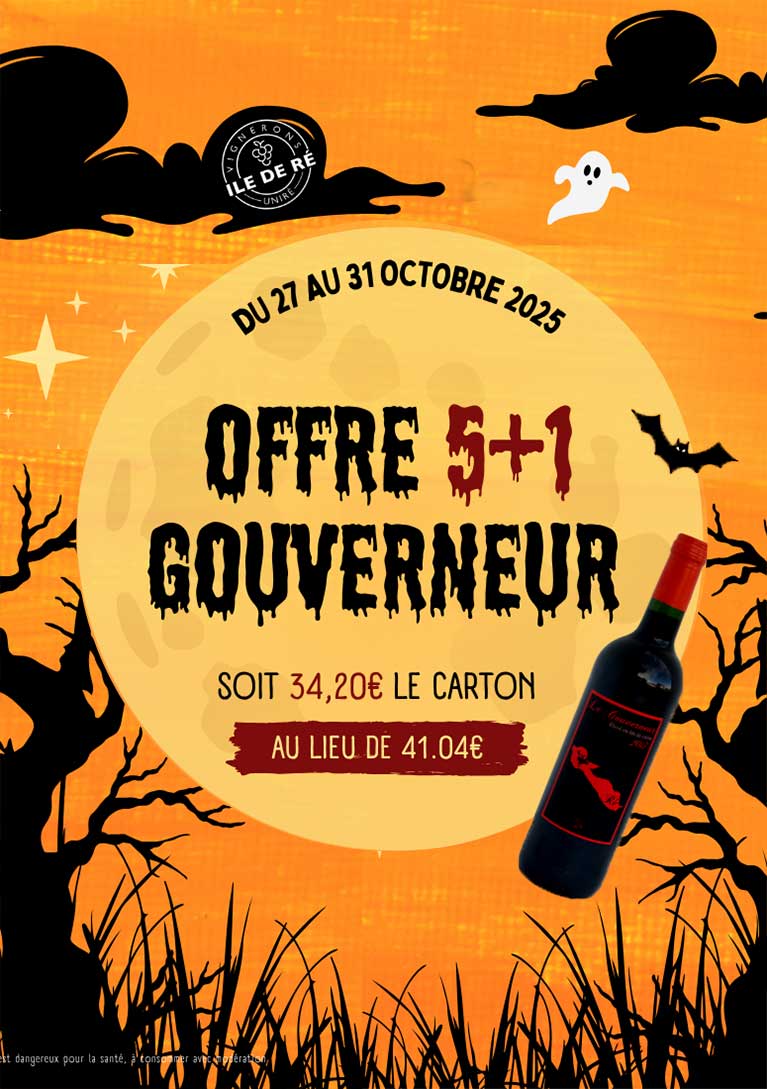 offre spéciale Haloween vin rouge Gouverneur coop en Ré